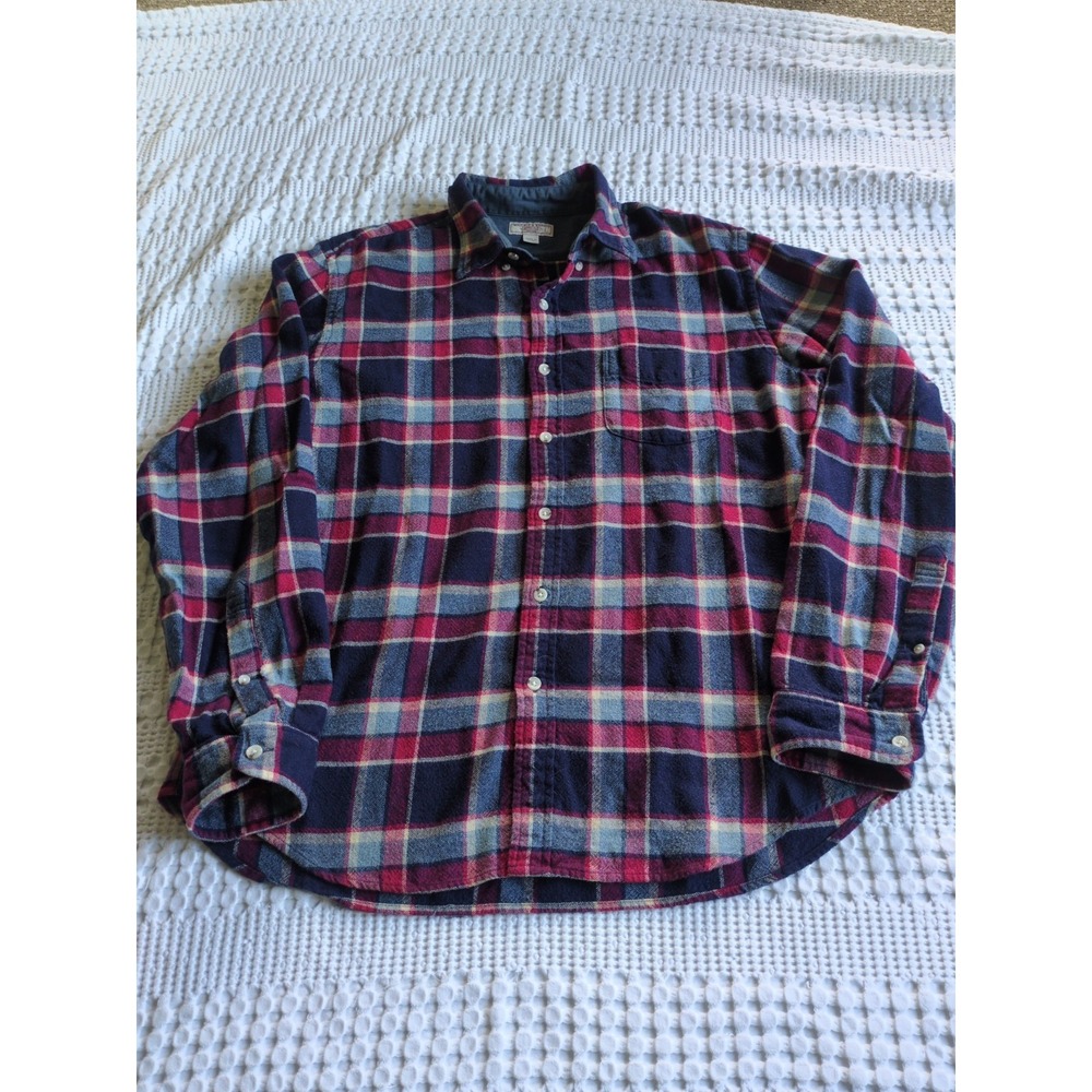 Wallace & Barnes Flannel Wool Blend Plaid Button Down Shirt Multicolor Sz Large